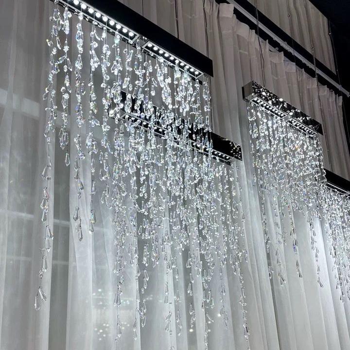 Modern Creative Waterfall Tassel Crystal Chandelier for Dining Room/Kitchen Island