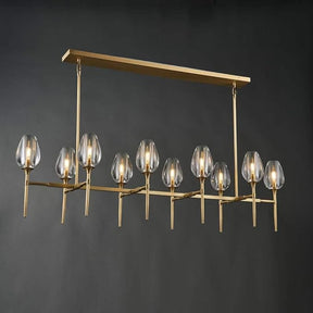 Modern Crystal Chandelier 10 Lights Brass 65in Gold Rectangle K9 Pendant Light