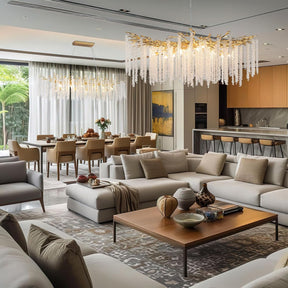 YUYI Modern Crystal Chandelier: 47.2" Gold Tree Branch Pendant Light Fixture