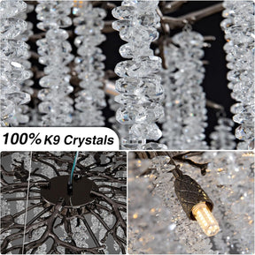 Modern Crystal Chandelier for Dining Room, Black Luxury Round Tree Branches Design