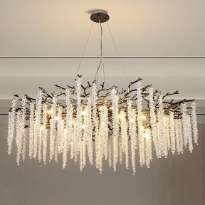 Modern Crystal Chandelier for Dining Room, Black Luxury Round Tree Branches Design