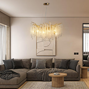 Modern Crystal Chandeliers for Dining Room,Gold Tree Branches Chandelier Lighting,Round Luxury High Ceiling Chandelier Light Fixture Hanging Pendant Light Fixtures-30