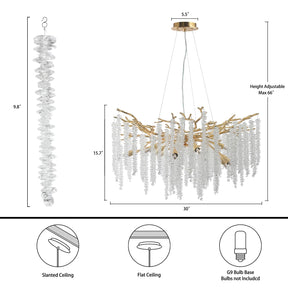 Modern Crystal Chandeliers for Dining Room,Gold Tree Branches Chandelier Lighting,Round Luxury High Ceiling Chandelier Light Fixture Hanging Pendant Light Fixtures-30