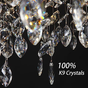 Modern Crystal Chandeliers for Dining Room,Gold Tree Branches Chandelier Lighting,Round Luxury Raindrop High Ceiling Chandelier Light Fixture Hanging Pendant Light Fixtures(30 inch)