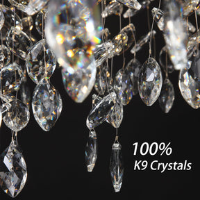 Modern Crystal Chandeliers for Dining Room,Silver Tree Branches Chandelier Lighting,Round Luxury Raindrop High Ceiling Chandelier Light Fixture Hanging Pendant Light Fixtures(30 inch)