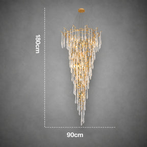 Modern Crystal Droplet Branch Staircase Chandelier