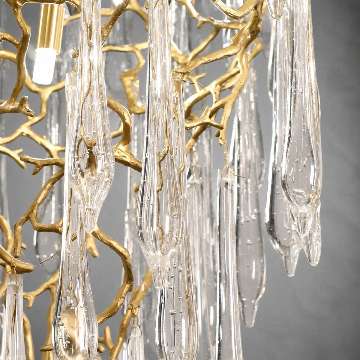 Modern Crystal Droplet Branch Staircase Chandelier
