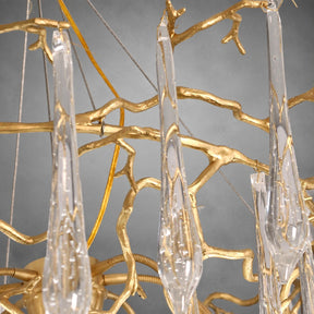 Modern Crystal Droplet Branch Staircase Chandelier