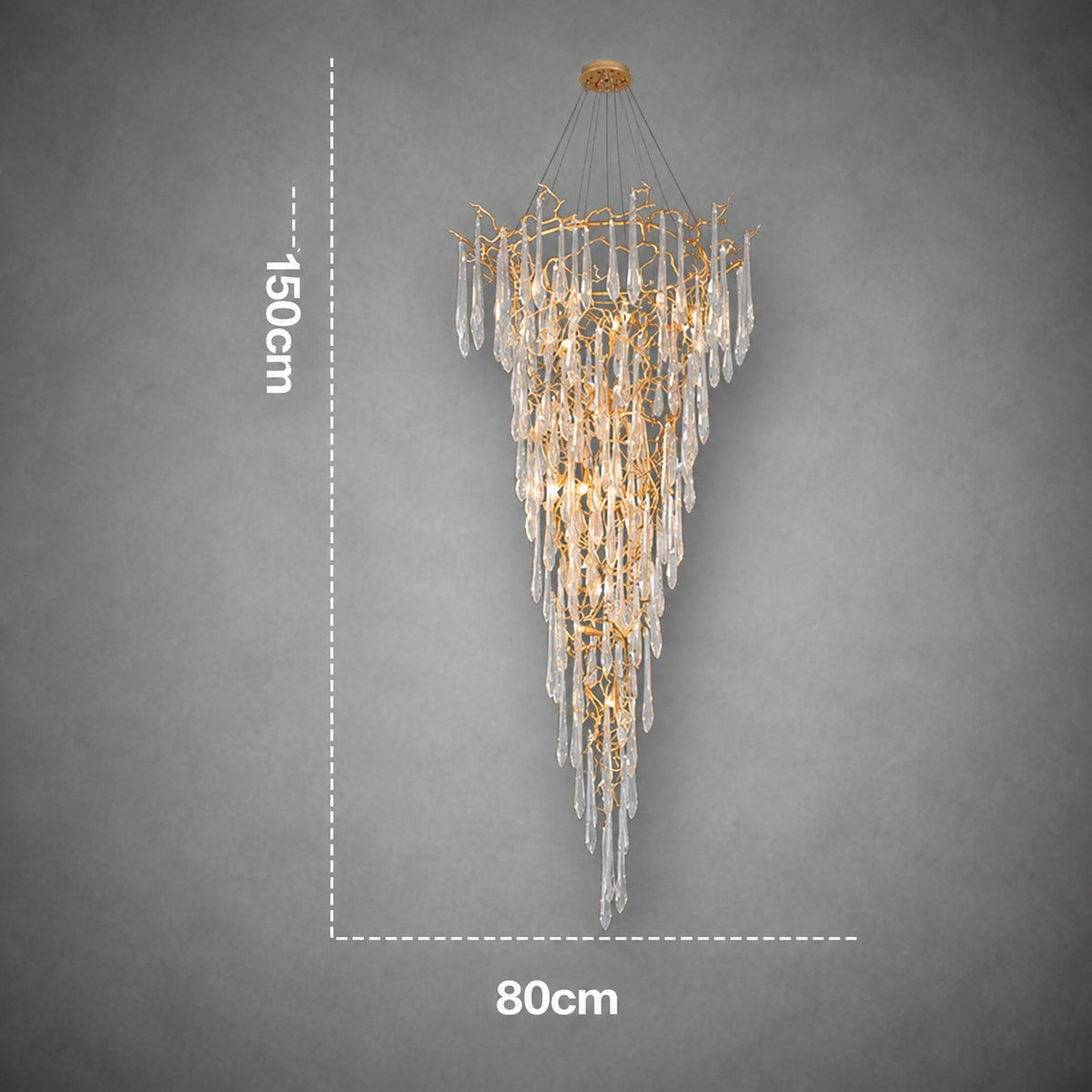 Modern Crystal Droplet Branch Staircase Chandelier