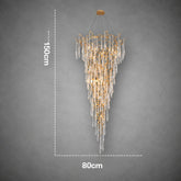 Modern Crystal Droplet Branch Staircase Chandelier