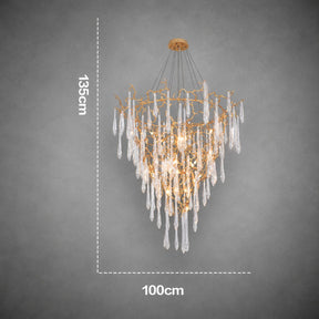 Modern Crystal Droplet Branch Staircase Chandelier