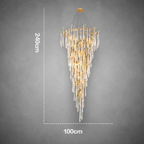 Modern Crystal Droplet Branch Staircase Chandelier
