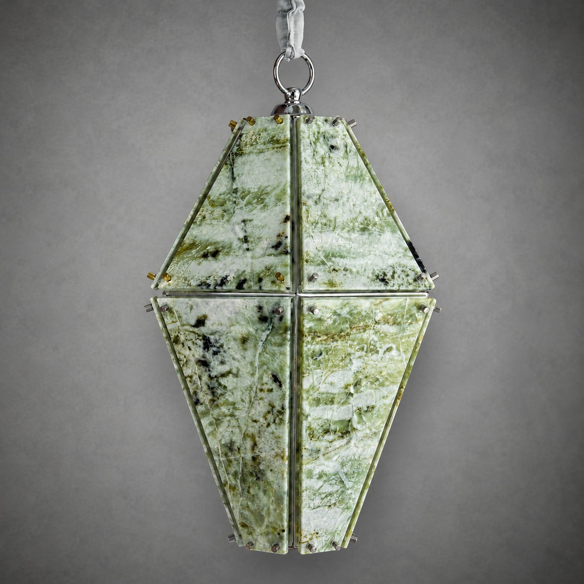Modern Faceted Green Jade Luxury stone Lantern Chandelier