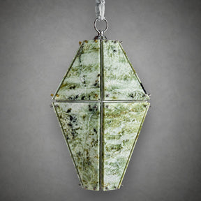 Modern Faceted Green Jade Luxury stone Lantern Chandelier