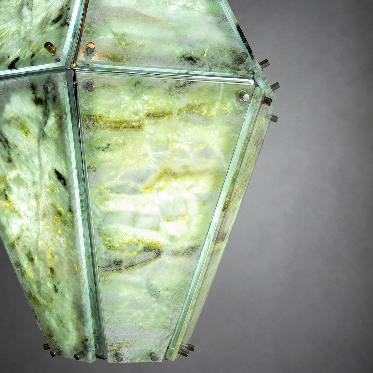 Modern Faceted Green Jade Luxury stone Lantern Chandelier