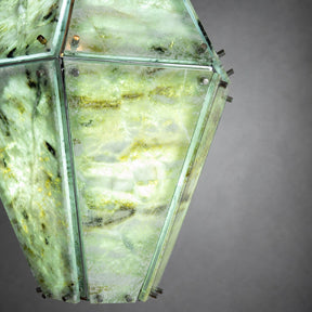 Modern Faceted Green Jade Luxury stone Lantern Chandelier