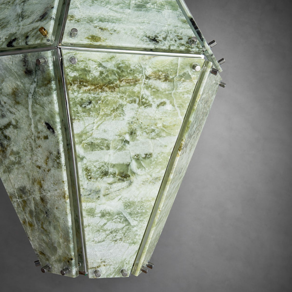 Modern Faceted Green Jade Luxury stone Lantern Chandelier