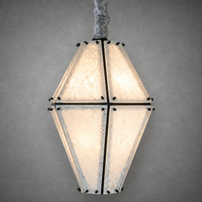 Modern Faceted Green Jade Luxury stone Lantern Chandelier
