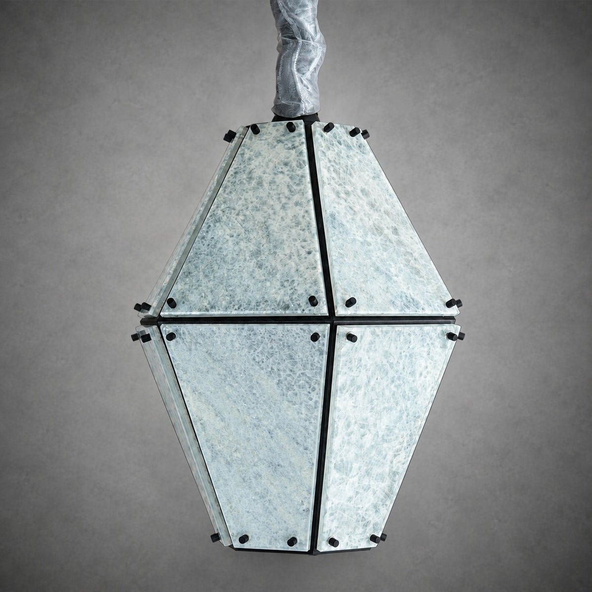 Modern Faceted Green Jade Luxury stone Lantern Chandelier