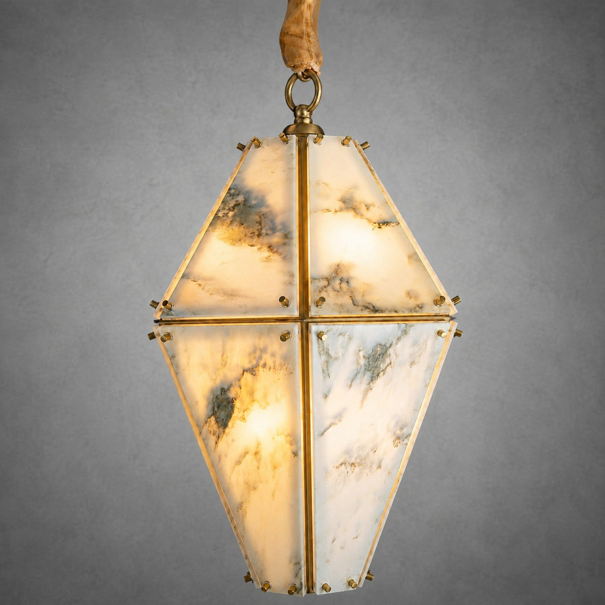 Modern Faceted Green Jade Luxury stone Lantern Chandelier