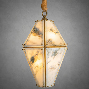 Modern Faceted Green Jade Luxury stone Lantern Chandelier