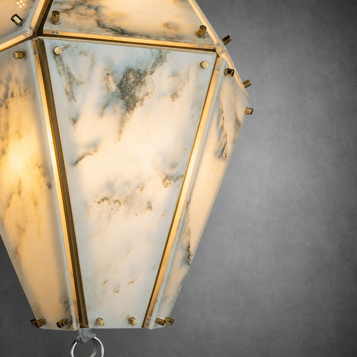 Modern Faceted Green Jade Luxury stone Lantern Chandelier