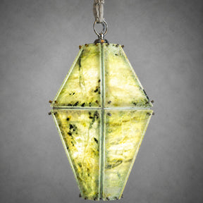 Modern Faceted Green Jade Luxury stone Lantern Chandelier