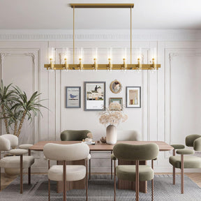 Modern Farmhouse 16-Light Brass Linear Chandelier for Kitchen Island & Dining