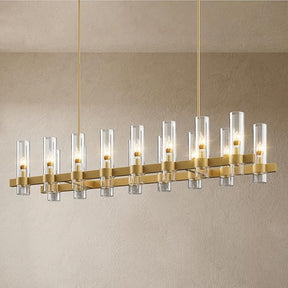 Modern Farmhouse 16-Light Brass Linear Chandelier for Kitchen Island & Dining