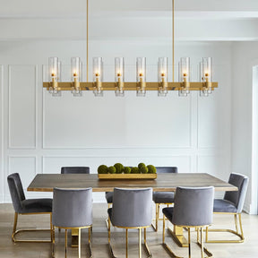 Modern Farmhouse 16-Light Brass Linear Chandelier for Kitchen Island & Dining