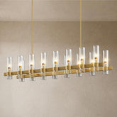 Modern Farmhouse 16-Light Brass Linear Chandelier for Kitchen Island & Dining