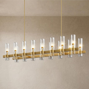 Modern Farmhouse 16-Light Brass Linear Chandelier for Kitchen Island & Dining