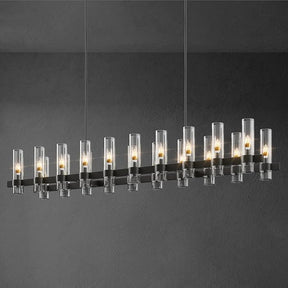 Modern Farmhouse 20-Light Linear Chandelier: Adjustable Black Kitchen Island Lighting