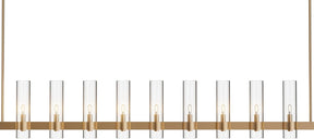 Modern Farmhouse 9-Light Brass Kitchen Island Chandelier with Adjustable Linear Design