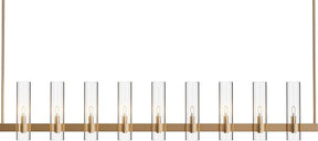 Modern Farmhouse 9-Light Brass Kitchen Island Chandelier with Adjustable Linear Design