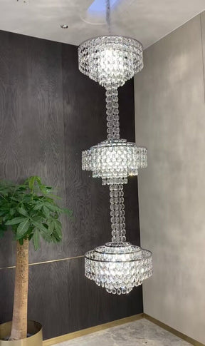 long,crystal, seashells,silver, 3-tiered,staircase,oversized,modern, French,2023 New,round,elegant,chandelier,pendants