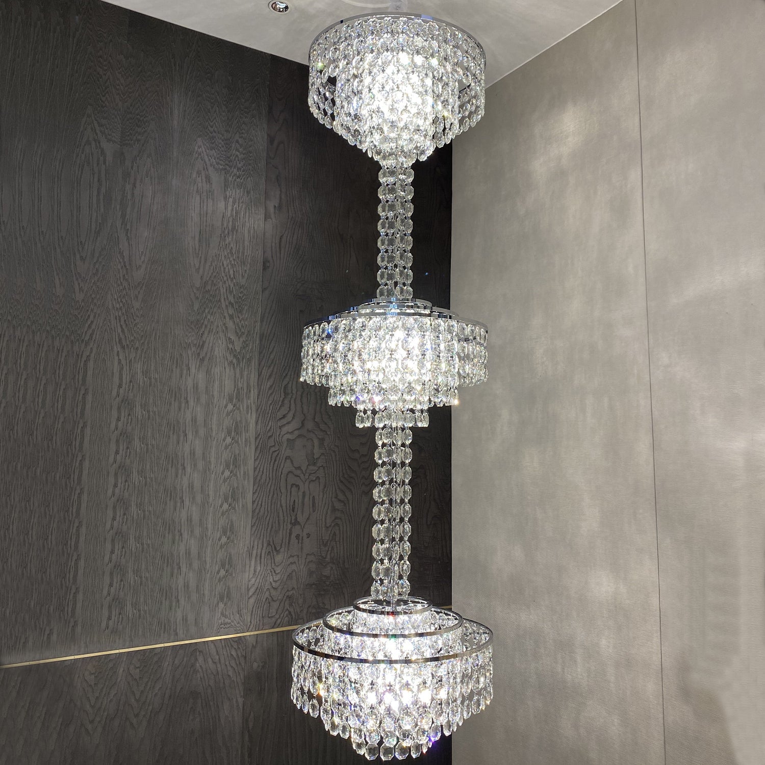 long,crystal, seashells,silver, 3-tiered,staircase,oversized,modern, French,2023 New,round,elegant,chandelier,pendants