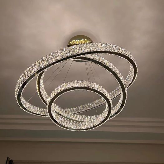 Modern Front Entryway Chandelier 3/4/5/6/7 Rings Crystal Gold/ Chrome Finish Ceiling Lamp