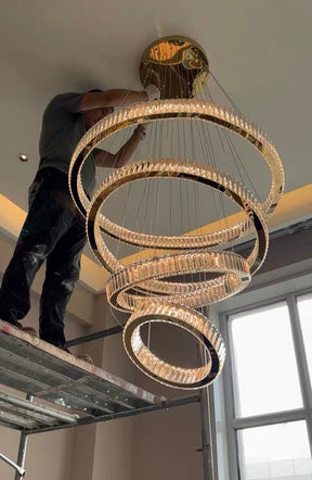 Modern Front Entryway Chandelier 3/4/5/6/7 Rings Crystal Gold/ Chrome Finish Ceiling Lamp