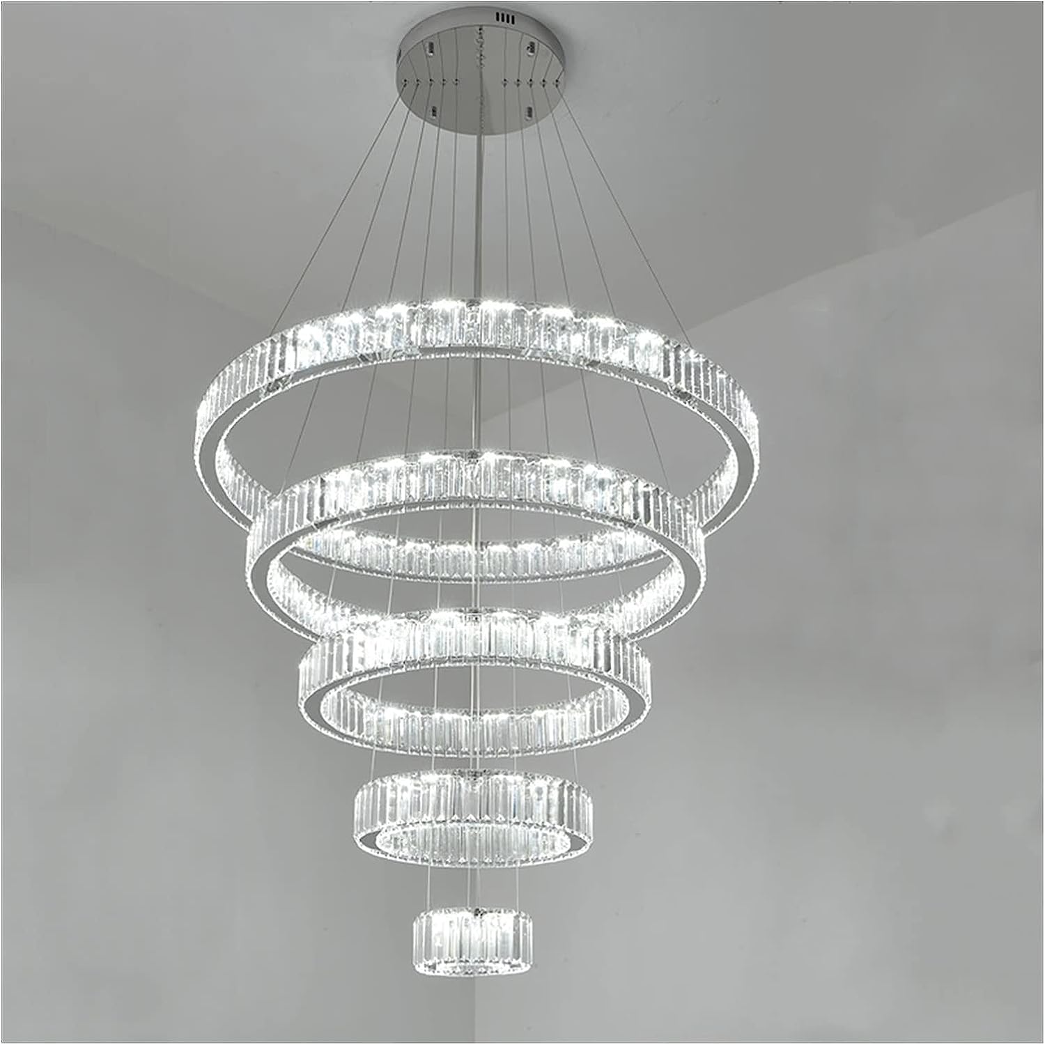 Modern Front Entryway Chandelier 3/4/5/6/7 Rings Crystal Gold/ Chrome Finish Ceiling Lamp