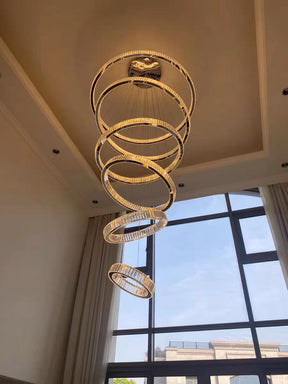 Modern Front Entryway Chandelier 3/4/5/6/7 Rings Crystal Gold/ Chrome Finish Ceiling Lamp