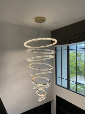 Modern Front Entryway Chandelier 3/4/5/6/7 Rings Crystal Gold/ Chrome Finish Ceiling Lamp