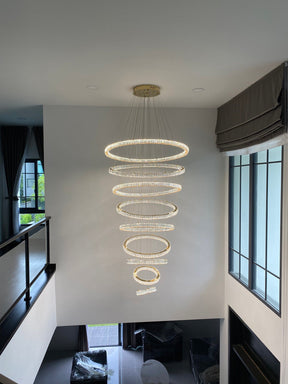 Modern Front Entryway Chandelier 3/4/5/6/7 Rings Crystal Gold/ Chrome Finish Ceiling Lamp