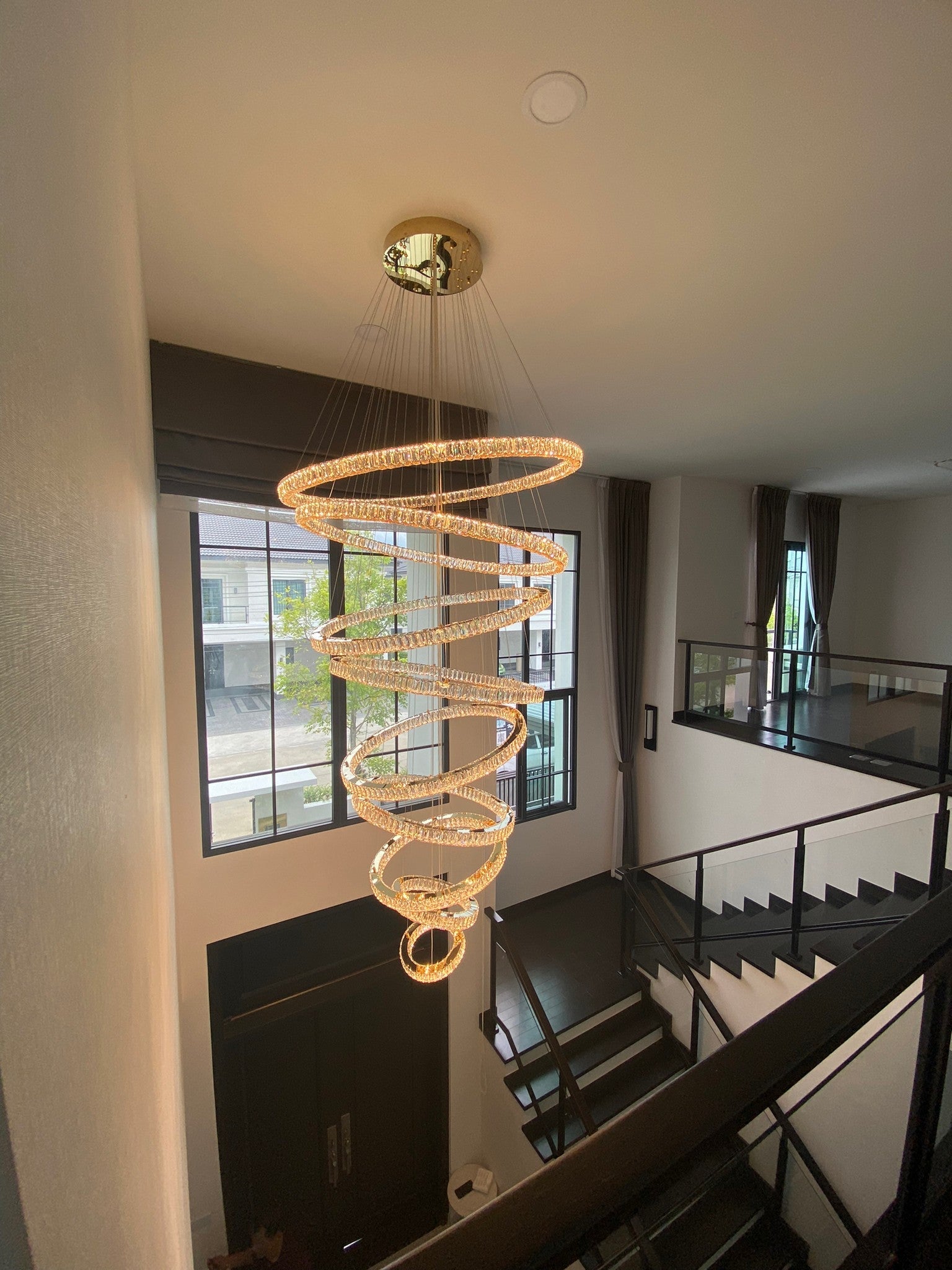 Modern Front Entryway Chandelier 3/4/5/6/7 Rings Crystal Gold/ Chrome Finish Ceiling Lamp