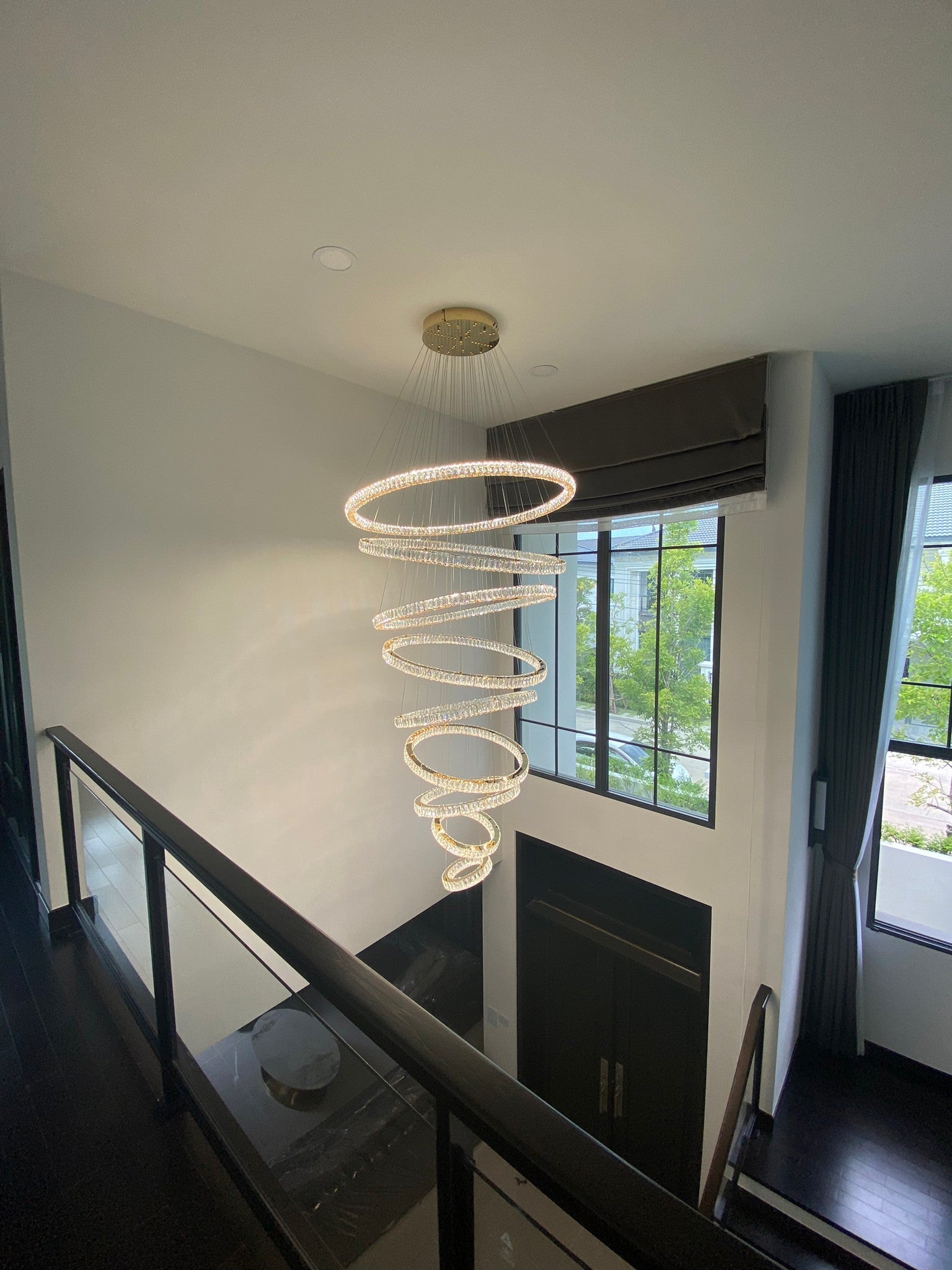 Modern Front Entryway Chandelier 3/4/5/6/7 Rings Crystal Gold/ Chrome Finish Ceiling Lamp