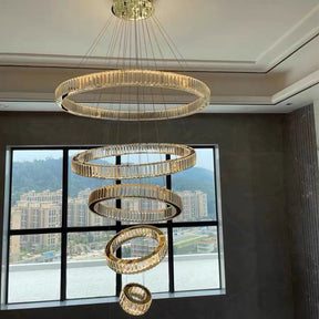 Modern Front Entryway Chandelier 3/4/5/6/7 Rings Crystal Gold/ Chrome Finish Ceiling Lamp