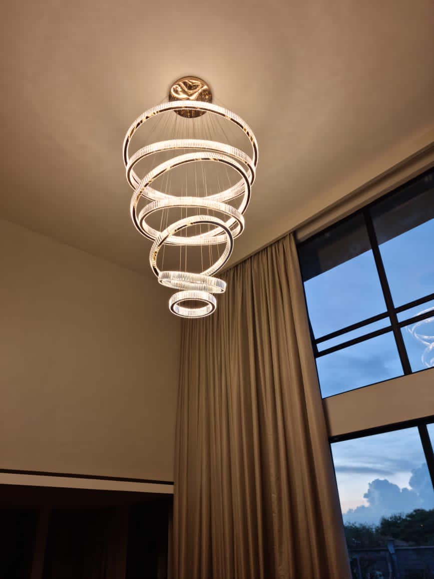 Modern Front Entryway Chandelier 3/4/5/6/7 Rings Crystal Gold/ Chrome Finish Ceiling Lamp