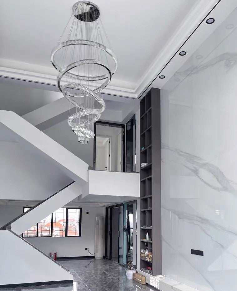 Modern Front Entryway Chandelier 3/4/5/6/7 Rings Crystal Gold/ Chrome Finish Ceiling Lamp