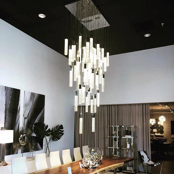 Modern Glacier Bubble Crystsal Sticks Chandelier in Gold/Chrome/Black Finish for Staircase/Foyer