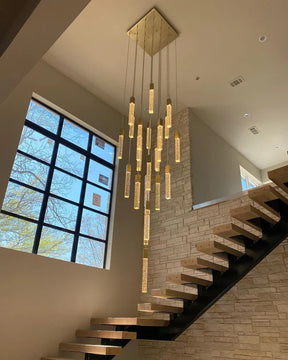 Modern Glacier Bubble Crystsal Sticks Chandelier in Gold/Chrome/Black Finish for Staircase/Foyer